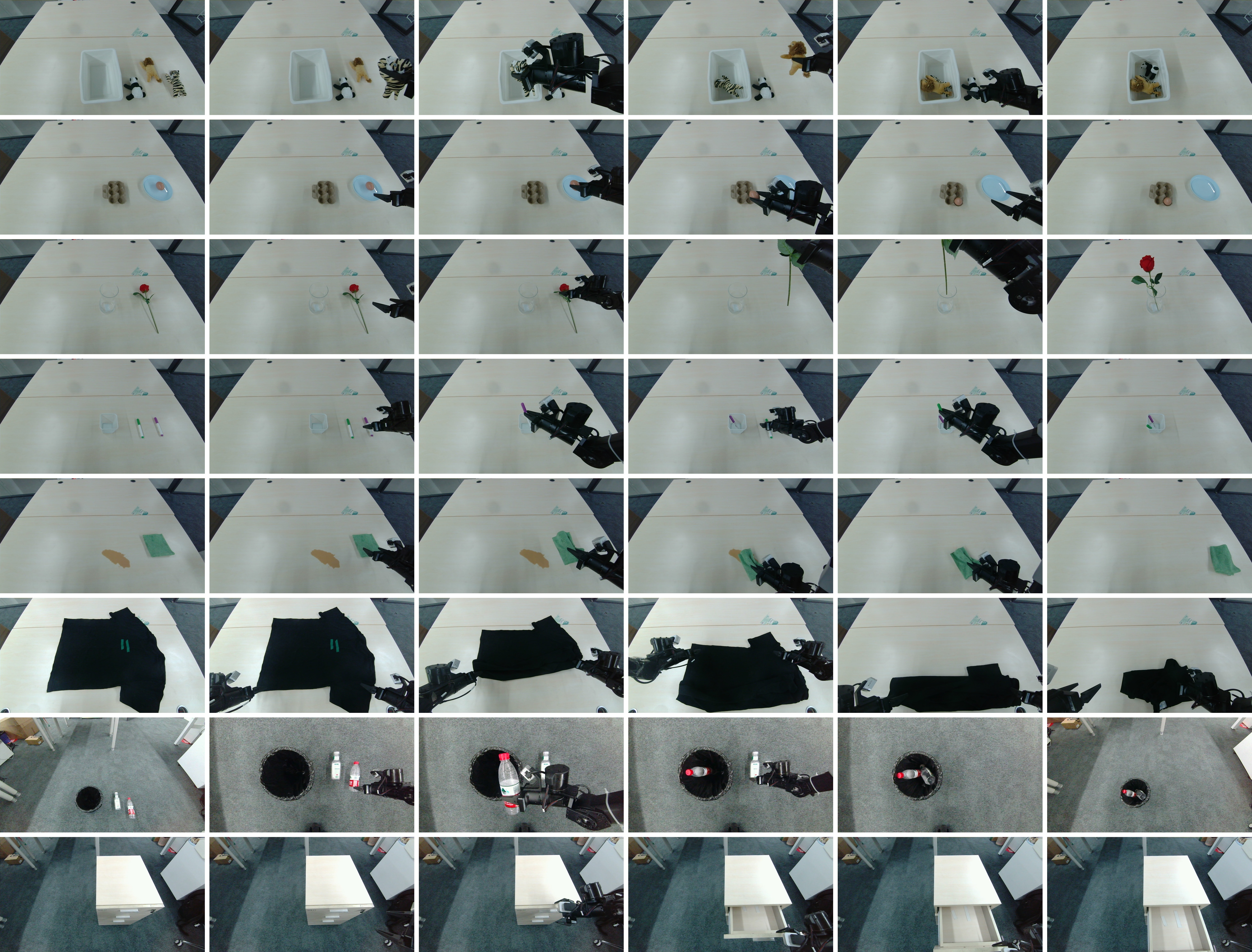 Out-of-box real-robot task examples of SimVLA.